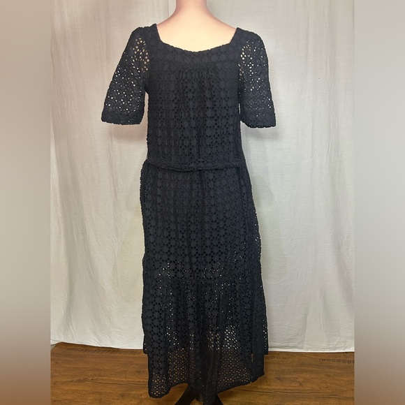 Anthropologie Maeve Josette Eyelet Black Midi Dress - Picture 16 of 16